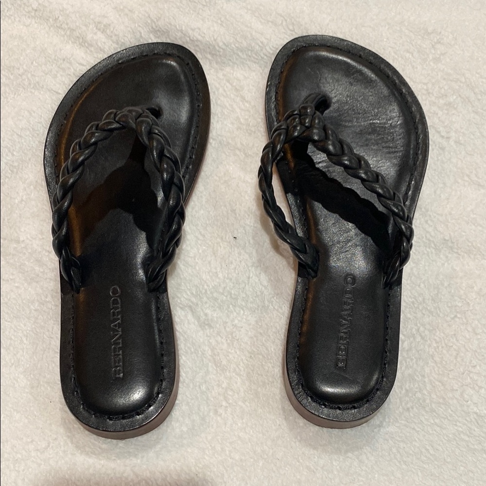 Bernardo Black Braided Sandals